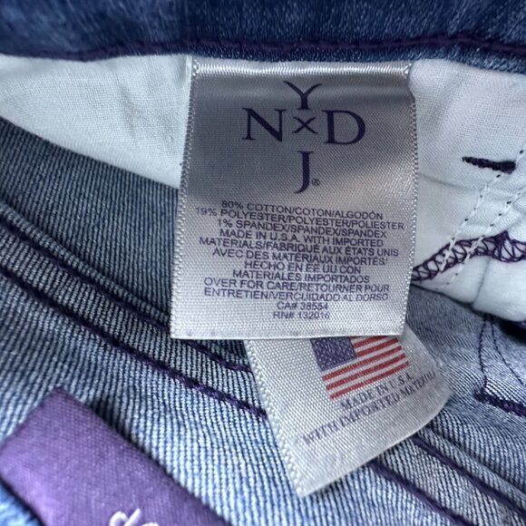 NYDJ Crop Jeans Womens Size 4P Mid Rise Medium Wash Ankle Slit Blue - Picture 11 of 12